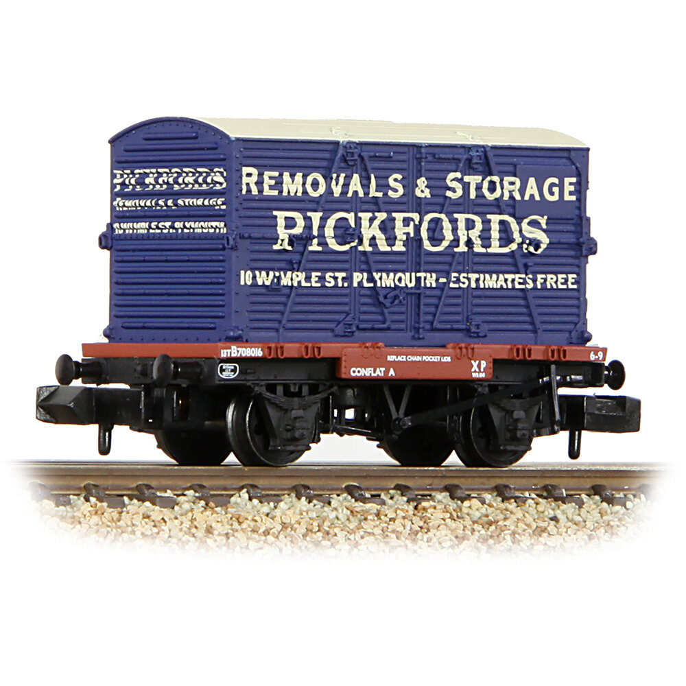 Conflat Wagon BR Bauxite (Early) With 'Pickfords' BD Container - Includes Wagon Load